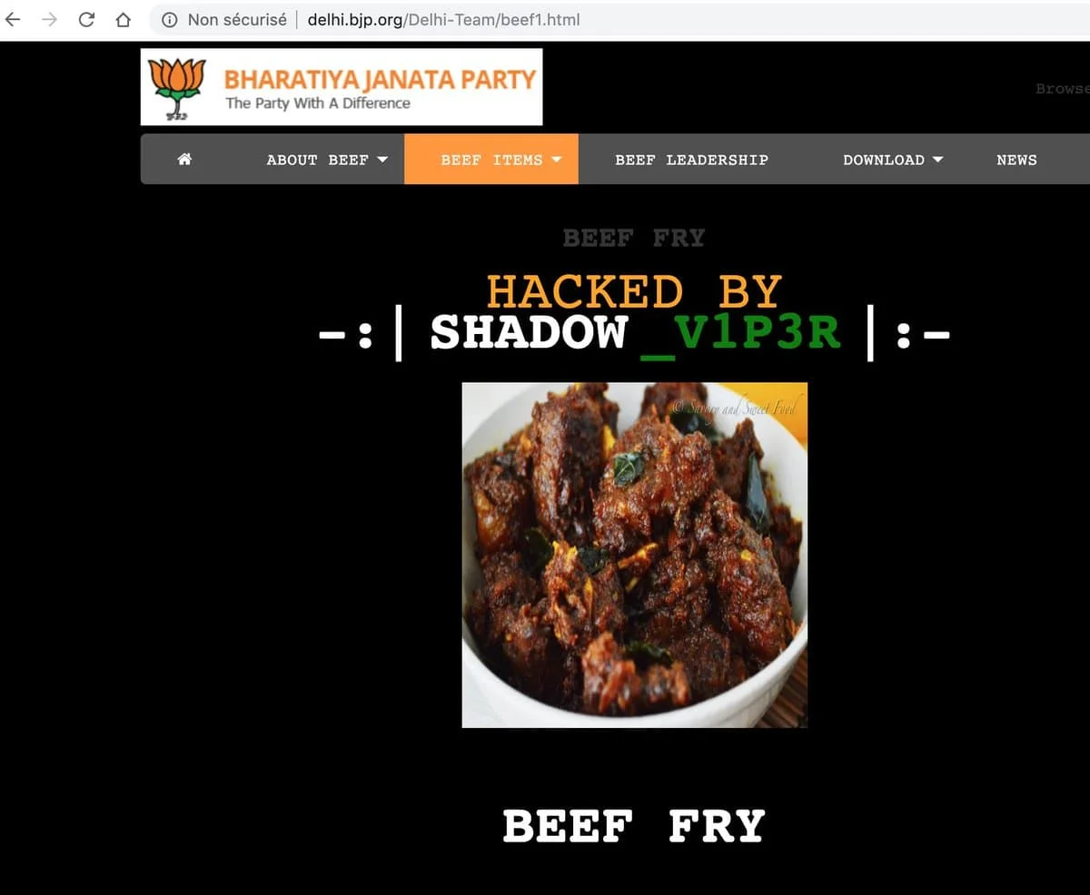 Someone hacks BJP Delhi Website